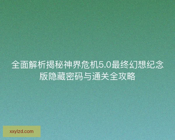 全面解析揭秘神界危机5.0最终幻想纪念版隐藏密码与通关全攻略